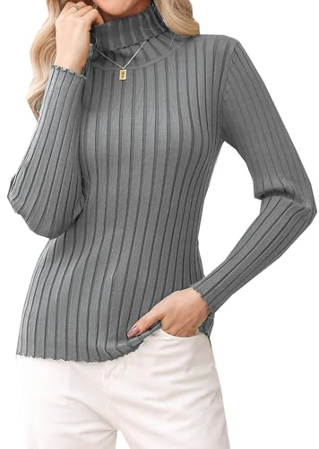 Gyabnw Pull Col Roulé Femme à Manches Longues Pull Femme Hiver Chaud Chic Basique Elástique Pull Femme Tricoté Sweater Top Elegant