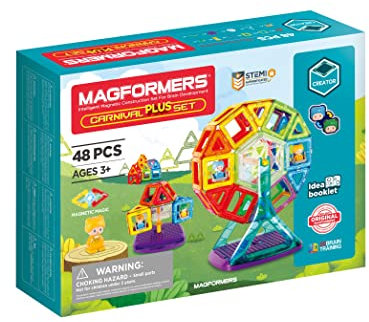 MAGFORMERS Magnetbausteine Carnival Plus Set, 48 Teile, 3-8 Jahre, 8x34x24 cm, Magnetisch, Bausteine Spielzeug, Lernspielzeug, Wissenschaftliches Denken, Unisex, Kunststoff, 703016