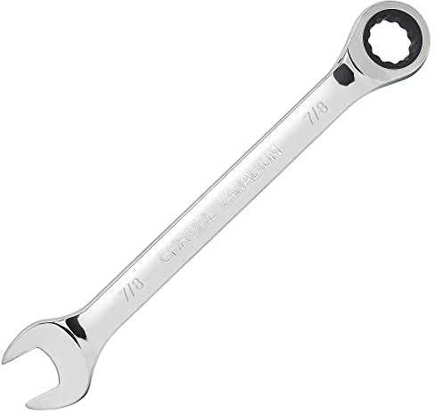 FOCMKEAS 7/8 Inch Ratcheting Combination Wrench SAE 72 Teeth 12 Point Ratchet Box Ended and Open End Spanner Tools for Tight Space, Heat-Treated CR-V