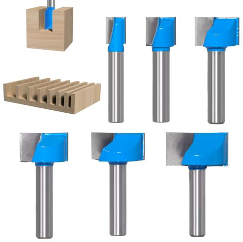 6 Piezas Fresas para Ranurar Madera Router, 8mm Superficie Enrutador, Broca de Enrutador Fresadora de Limpieza 10/15/20/22/25/30mm, para Herramientas de Carpintería