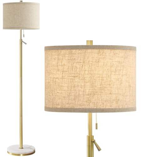 GyroVu Floor Lamp for Living Room Gold Marble Floor Lamp Adjustable Height Standing Lamp with Pull Chain Switch Tall Lamps for Living Room, Bedroom & Office Bulbs Not Included