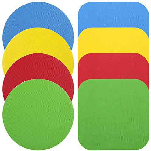8st Gummiburköppnare Gripper, Fyrkantiga och Runda Gummi Flasklock Öppnare Multifunktion Antisladd Burköppnare Värmebeständig Silikonunderläggsmatta för Seniorer Svaga Händer (4 Färger)