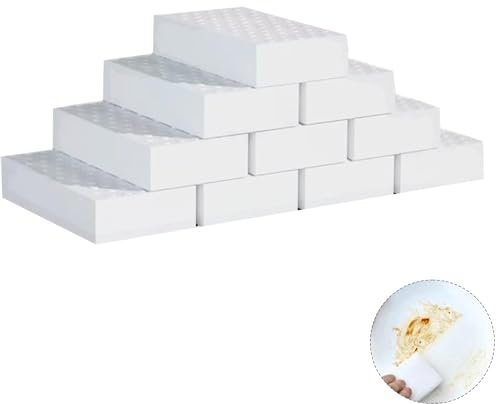 10 Pcs Magic Sponges Cleaning Eraser, Shunshi All-Purpose Washing Up Melamine Sponge Foam Cleaning Pads，White Power Scrub Non-Scratch for Kitchen Bathroom Wall (3.93x2.36x0.79in）