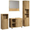 trendteam smart living - Badkombination - Badezimmer - PureBliss - Aufbaumaß (BxHxT) 180 x 190 x 40 cm - Farbe Evoke Eiche mit schwarzen Rillen - 233790142