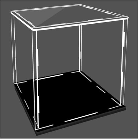Large Acrylic Clear Figure Display Case, 10 20 30 40 50 60 70 Cm Long Stackable Dustproof Protection Display Box for Car Models Helmet, Alternative Glass Case ( Color : Black base , Size : 35x35x45cm/