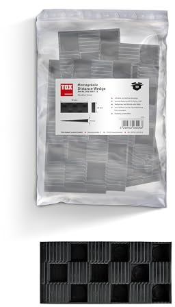 TOX cunei di montaggio Distance Wedge in plastica (PP), nero, versatile, allineamento antiscivolo, resistente agli agenti atmosferici, 90x45x15 mm, 1 sacchetto, 10 pz, 0656001151