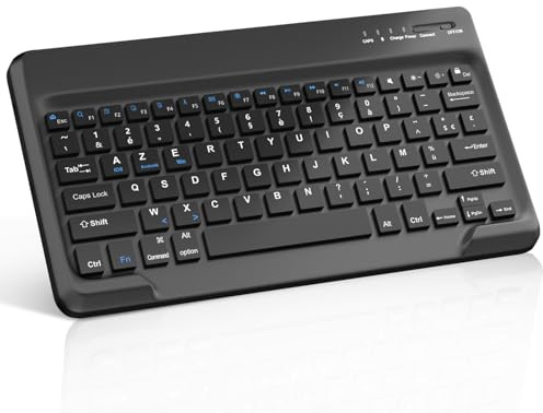 FOGARI Clavier Tablette Bluetooth 12 Pouces - AZERTY Français Clavier Léger Fin Keyboard pour iPad Pro Samsung Galaxy Redmi/XiaomiPad HuaweiPad HonorPad Fire HD, pour Android/iOS/Fire OS,Noir