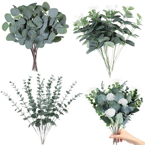 BDHYYM 30 Stück Eukalyptus Dekorationen, getrockneter Eukalyptus, künstliche Eukalyptuspflanze, künstliche Eukalyptuspflanze, Eukalyptuszweige, Eukalyptuszweige für Zuhause Blumendekorationen