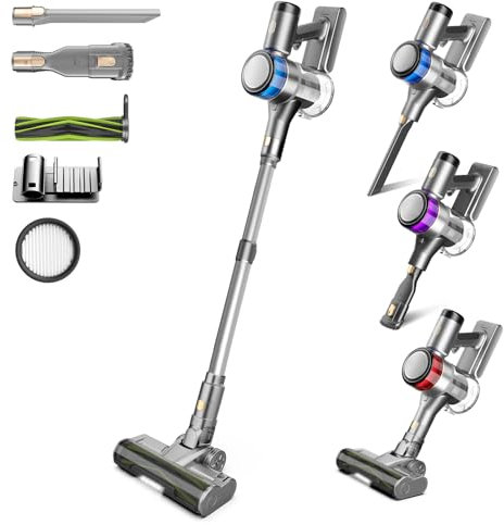 Aspirateur sans Fil, 400W 45KPa Aspirateur Balai sans Fil Puissant, 55Min Autonomie, Brosse Anti-emmêlement, Batterie Amovible, Aspirateur sans Sac avec Écran LED pour Tapis Poils d'animaux Sol Dur