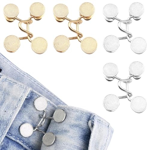 Botones Ajustables para Jeans, 4 Piezas Ajustador de Pantalones, Hebilla de Cintura, Botones para Ajustar Jeans, Botones para apretar Pantalones, Botones para Ajustar Jeans