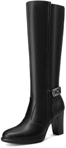 QUEEN HELENA Stivali con Tacco Alto con Zip Laterale Donna X33-106 (Nero Pu, Taglia unica, Sistema Taglie Calzature EU, Adulto, Donna, Numero, Media, 39)