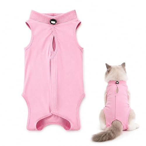 Cat Surgery Recovery Suit Post Surgery Bodysuit, Pink, M