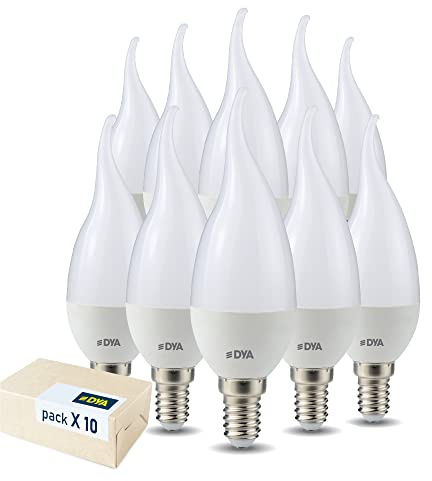 DYA - SET DI 10 LAMPADINE LED E14 COLPO DI VENTO - E14-6W EQUIVALENTI A 50W DELLA LAMPADINA TRADIZIONALE - LUCE NATURALE 4000K - 500 LUMEN