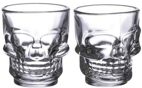 Puckator Set of 2 Skulls and Roses Glass Skull Shot Glasses (60ml)