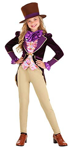 Fun Costumes Candy Inventor Costume for Girls, Purple and Tan Chocolate Factory Owner Halloween Costume Small