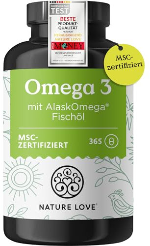 Omega 3 - hochdosiert mit 650mg Omega 3 Fettsäuren pro Tagesdosis - 365 kleine Kapseln mit Spitzenrohstoff AlaskOmega® (MSC-zertifiziert) - ohne Zusätze in Deutschland produziert