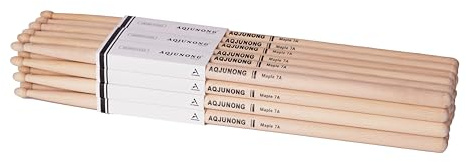 AQJUNONG Drum Sticks，7A Drumsticks, 12 Pairs Classic Maple Wood Tip Drum Sticks for Acoustic Drum and Electronic Set, Professional Musical Instrument Percussion Accessories