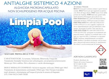 Limpia Pool Lt 1 Antialghe Alghicida concentrato 4 azioni no schiuma