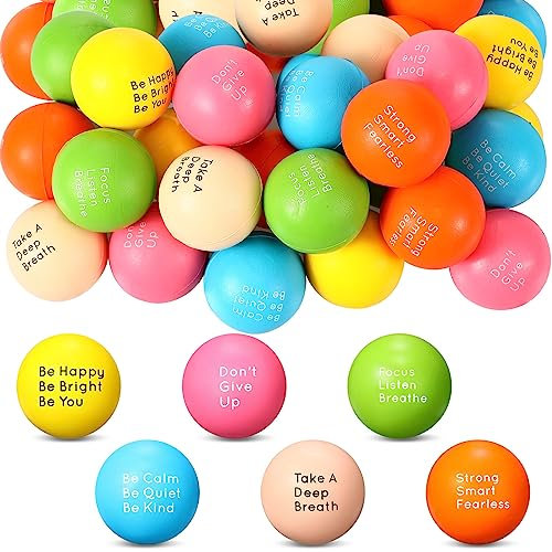 Harrycle 24 Stück Motivierende Stressbälle für Erwachsene Antistressbälle mit Motivierenden Zitaten Stressabbau Bälle Lustige Quetschbälle zur Linderung von Angstzuständen und Stressspannung Geschenk