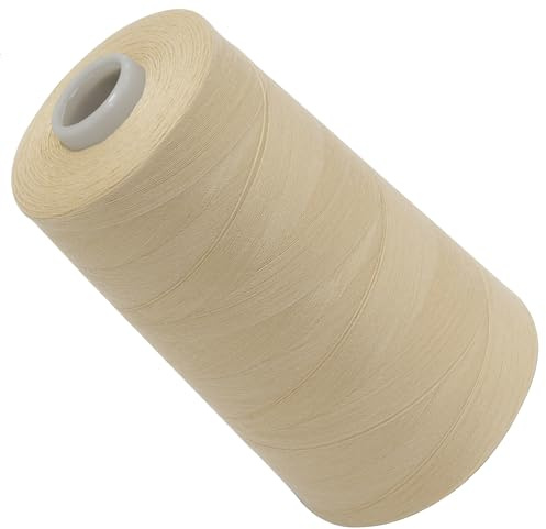 AERZETIX - C72871 - Bobina cono di filo per cucire 120 (40/2) 4000 m - in poliestere - colore beige chiaro - sartoria merceria corda cordone cucito abbigliamento pelletteria