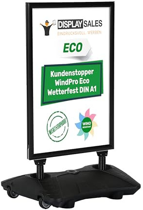 DISPLAY SALES Cavalletto pubblicitario WindPro® ECO | Cartellone pubblicitario OUTDOOR in formato DIN A1 | Supporto per poster A1 in nero | Espositore pubblicitario per 2 poster
