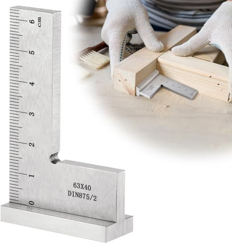 Fentar Equerre a Chapeau, Blocs d'angle Droit pour Equerre Menuisier de Précision, Outils D'ingénierie en Acier au Carbone Solide Équerre Charpentier, Équerre Combinée à 90 Degrés avec Base (63x40mm)