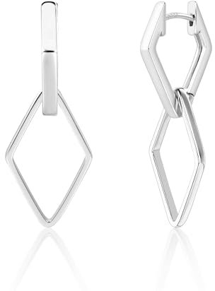 ALEXCRAFT Drop Eckige Ohrringe Silber 925 Hängend Creolen Eckig Damen Klein für Frauen Freundin Mama Mädchen