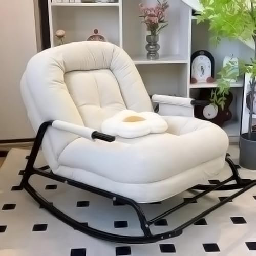 KIBONCY Modern Rocking Chair, Oversized Papasan, Contemporary Style, Reclining, Adjustable, Carbon Steel & Corduroy, White, Dark Green, Vintage Gray, Black, Relaxing, Both Indoor & Outdoor