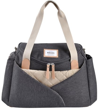 BÉABA, Borsa fasciatoio Sydney, Modulare, Grande capacità, Scomparti multipli, Spazio Cocoon, Tasca pranzo isolata, Sistema di aggancio al passeggino, Maniglie per il trasporto, Grigio scuro screziato