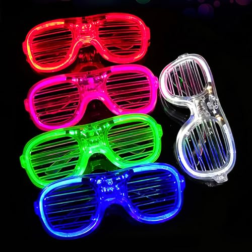 DAWRIS LED Glasses Rave Glasses with 3 Button Cell Batteries, 5 Pcs Light Up Glasses Rave Sunglasses Festival Sunglasses Diffraction Glasses, Kids Flashing Glasses Party Glasses Festival Accessories