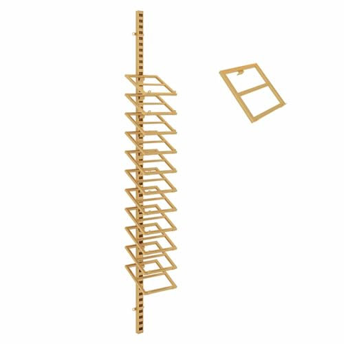 Wandmontierter Glas-/Quarzstein-Probenhalter, Fliesen-Ausstellungsregal, verstellbarer Abstand, Regal für Holzbretter und Türvorlagen, goldfarbenes Finish (Größe S 2 m)