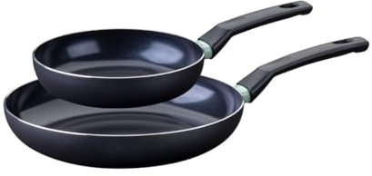 Fackelmann 9429450 Pfannen-Set, 2-teilig, Antihaftbeschichtung, Keramikbeschichtung, 20 und 28 cm, PFAS-frei, Pfanne ohne PFAS, Aluminiumpfanne, Allherdpfanne, Induktion, Aluminium, Schwarz, Grün, 20