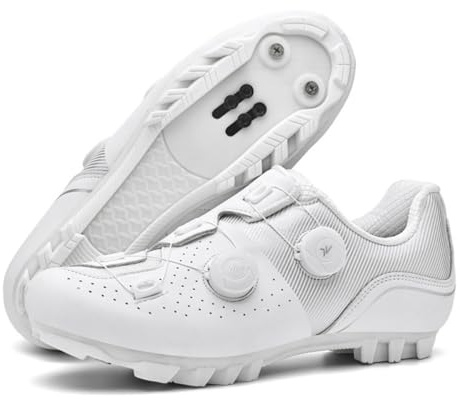 Hixingo Scarpe da Ciclismo MTB per Uomo Donna MTB Compatibili Pedali SPD Traspirante Unisex Scarpe Mountain Bike Ciclismo All'aperto per Bici, 37-47 EU (Bianco,41)