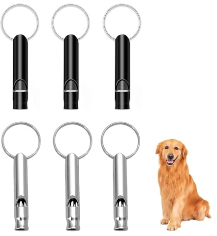ENAESLOT 6 PCS Dog Whistles for Recall,High Pitch Metal Dog Whistles with Keychain,Silent Ultrasonic Stainless Steel Whistle for Dog and Puppy Recall