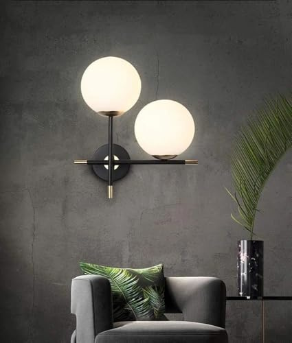 Kovalmax® Applique da parete 2 sfere in pvc (non vetro) sfera g9 lampada design moderno nero aq59