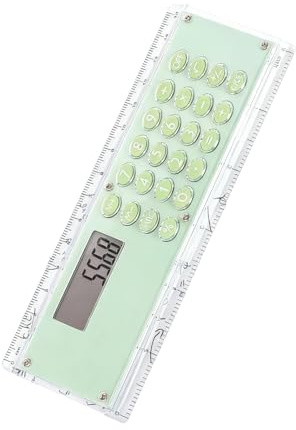 Calculadora electrónica de 8 dígitos en regla de 15 cm, herramienta portátil para uso en aula, oficina, escala de medición, regalo, regla de medición de doble escala y calculadora electrónica