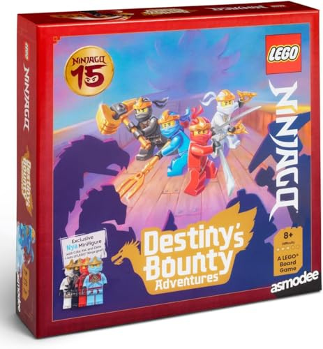 Asmodee LEGO Ninjago: Destiny’s Bounty Adventures! The official LEGO Ninjago board game. Cooperative adventure game for families. Play time 30 mins, for 2-4 players, Ages 8 and above, English