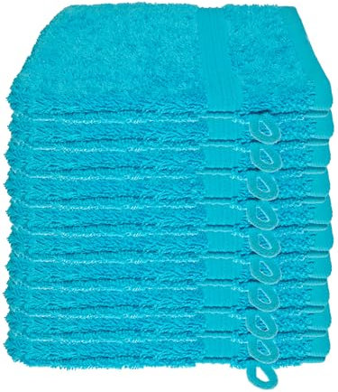 Julie Julsen 10er Pack Waschlappen 23 Farben erhältlich weich und saugstark 500gsm Öko Tex Türkis 15 x 21 cm