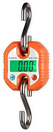Decdeal WeiHeng Kranwaage Digitale Gepäckwaage Kofferwaage Küchenwaagen 3 Wägeeinheiten Zweiteiliger Wert (0-100kg / 50g, 100-150kg / 100g, Orange)
