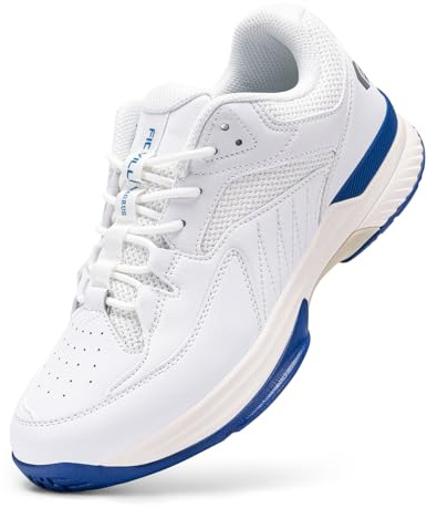 FitVille Mens Extra Wide Fit Tennis Badminton Squash Shoes Non Slip Sports Trainers for Volleyball Pickleball, White, 8.5 UK X-Wide
