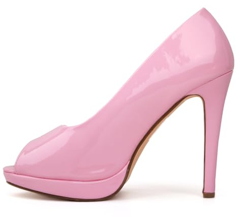 Mens Womens Drag Queen Cross Dresser HIGH Heel PEEP Toe Court Shoes Big Sizes UK 9,10,11,12 (Pink Patent, Numeric_12)