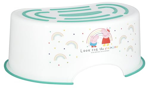 Peppa Pig George Pig Step Stool – Non‑Slip Kids Bathroom Step, Lightweight & Strong Toddler Stool with Anti‑Slip Top & Base, Easy‑Clean Hygienic Plastic, Green, Toilet Training Range