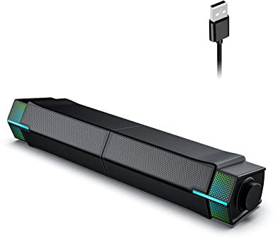 Jeecoo M20 Soundbar PC, Altoparlante Bluetooth con RGB,Casse per Pc Rimovibile Suono Stereo Speaker Pc