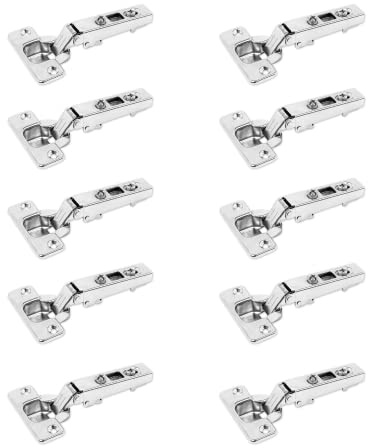 EVOTRADE 10x Cerniere Ammortizzate - Battuta Esterna (Collo 0) + Piastra di Montaggio - Cerniera T45 T48 T52 con Ammortizzatore + Basetta. (Basetta 3D + Viti, Interasse 48mm)