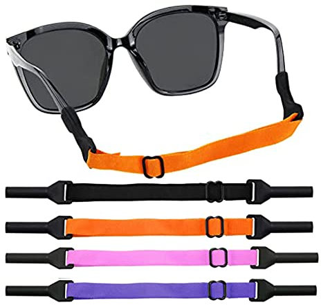 NHCDFA Kids Glasses Strap, Adjustable Sunglass Straps and Stretchy, Sports Band, Soft Durable for Outdoors Water Activities（Orange+pink+light purple+black）