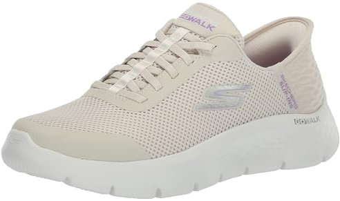 Skechers Damen Go Walk Flex Grand Entry Sneakers, Cremefarbener Textilbesatz, 37 EU