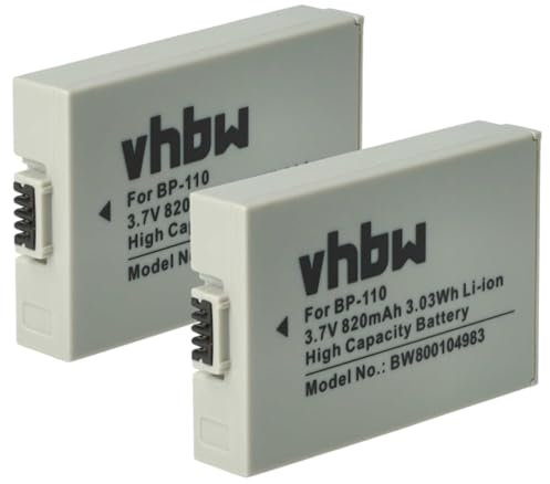 vhbw 2x batteria sostituisce Canon BP-110 per videocamera camcorder (800mAh, 3,7V, Li-Ion) con infochip