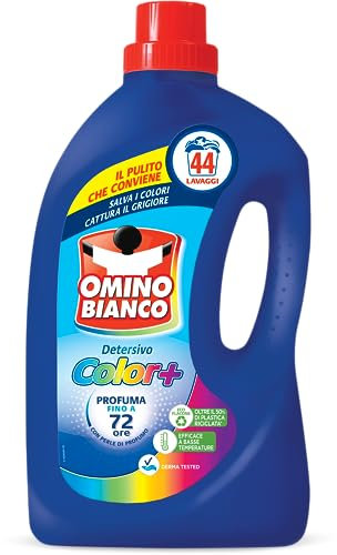 Omino Bianco - Detersivo Lavatrice Liquido Color+, 44 Lavaggi, Specifico per Capi Colorati, Tecnologia Salva i Colori e Cattura il Grigiore, 1760 ml