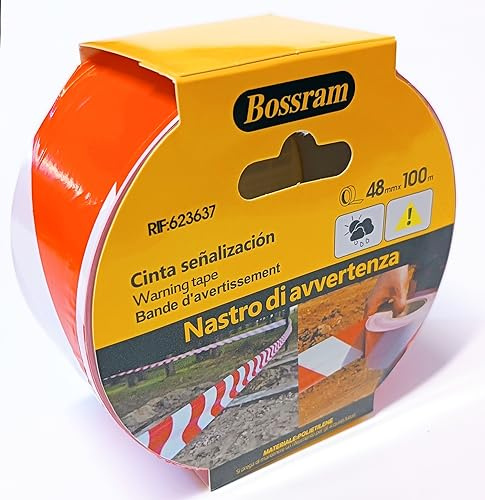 Nastro di Avvertenza 48mm x 100 MT Rosso/Bianco, Nastro di Segnalzione per Zone Pericolose ed Inaccessibili, Rotolo da 100 metri