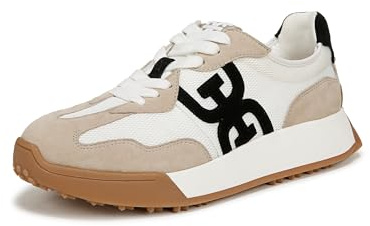 Sam Edelman Langley 3 Lace-Up Trainers for Women - Medium Fit White/Tan UK 6